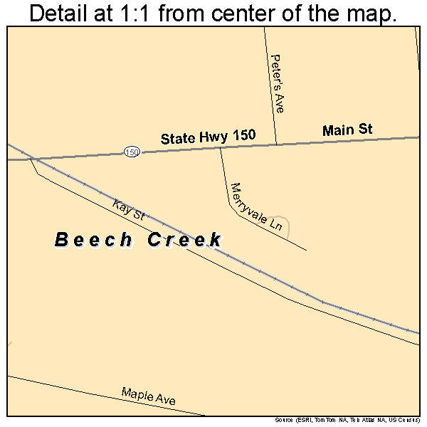 Beech Creek, Pennsylvania road map detail