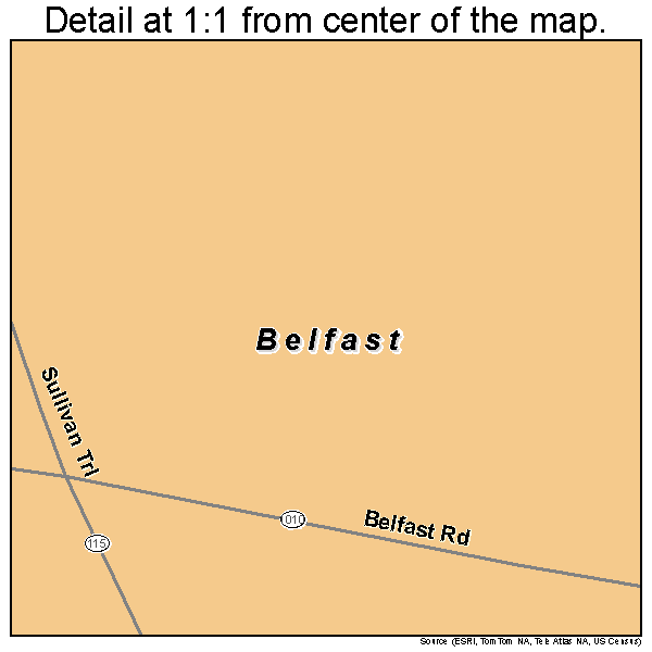 Belfast, Pennsylvania road map detail