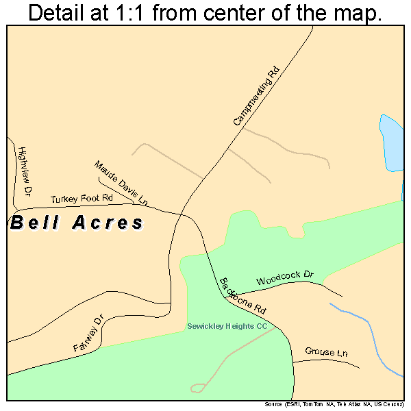 Bell Acres, Pennsylvania road map detail