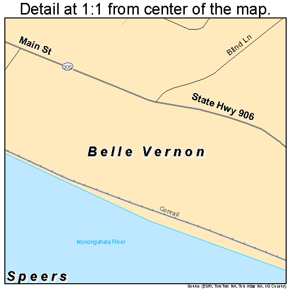 Belle Vernon, Pennsylvania road map detail