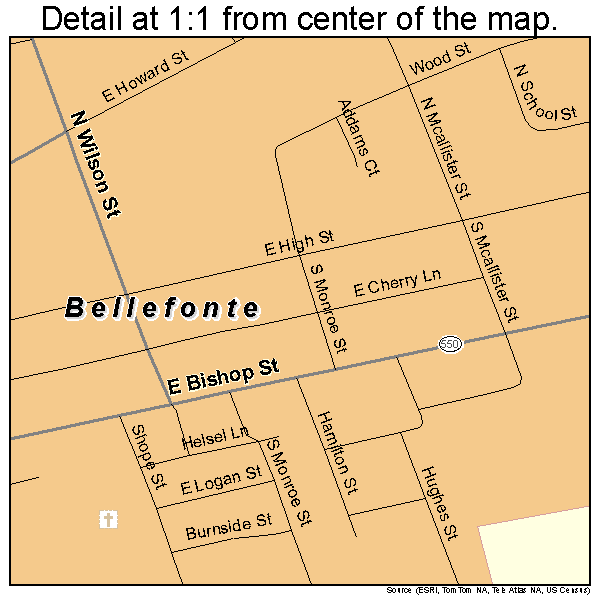 Bellefonte, Pennsylvania road map detail