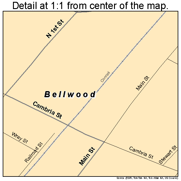 Bellwood, Pennsylvania road map detail