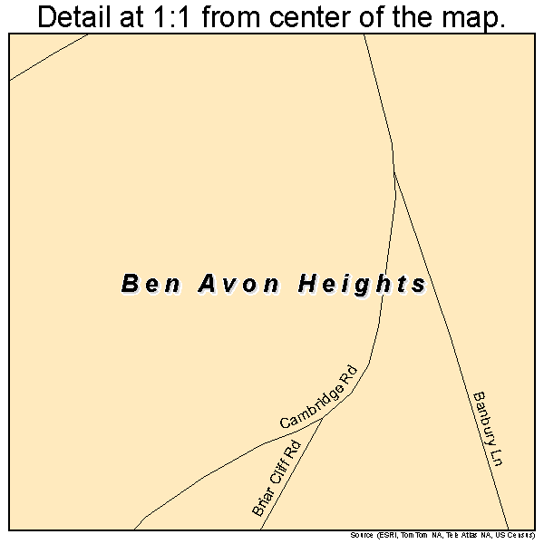Ben Avon Heights, Pennsylvania road map detail
