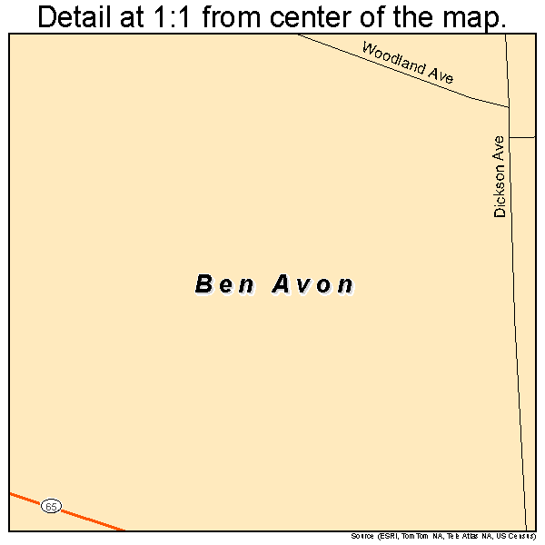 Ben Avon, Pennsylvania road map detail