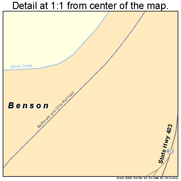 Benson, Pennsylvania road map detail
