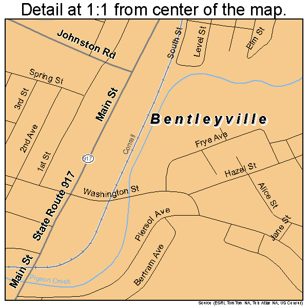Bentleyville, Pennsylvania road map detail