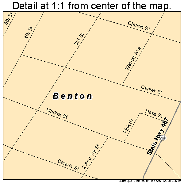 Benton, Pennsylvania road map detail
