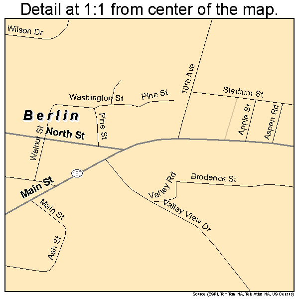 Berlin, Pennsylvania road map detail