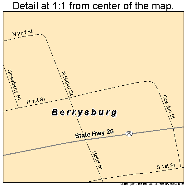 Berrysburg, Pennsylvania road map detail
