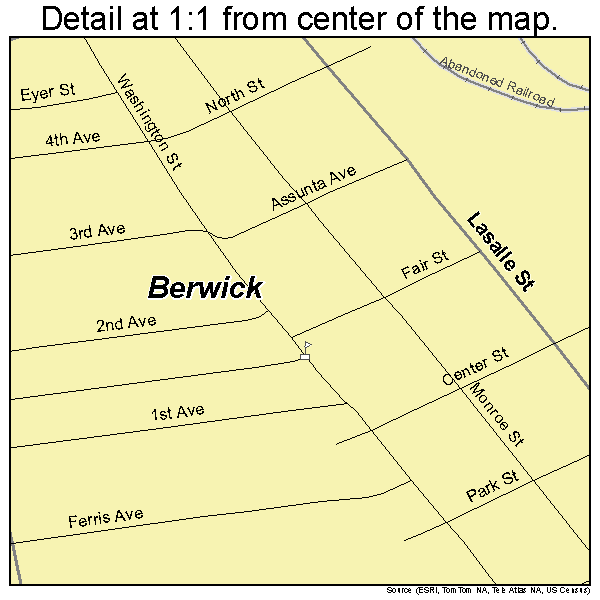 Berwick, Pennsylvania road map detail