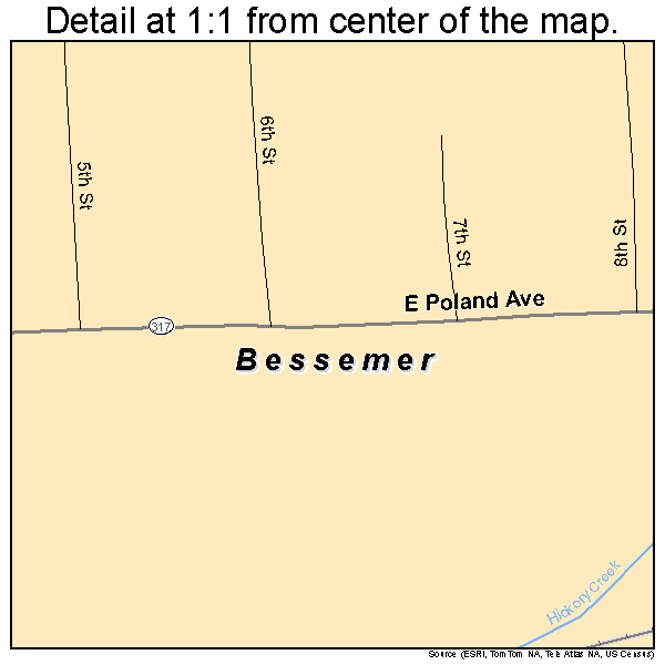 Bessemer, Pennsylvania road map detail