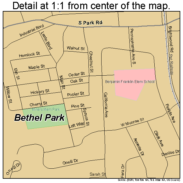 Bethel Park, Pennsylvania road map detail