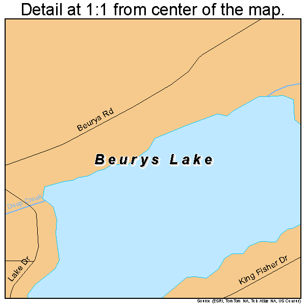 Beurys Lake, Pennsylvania road map detail