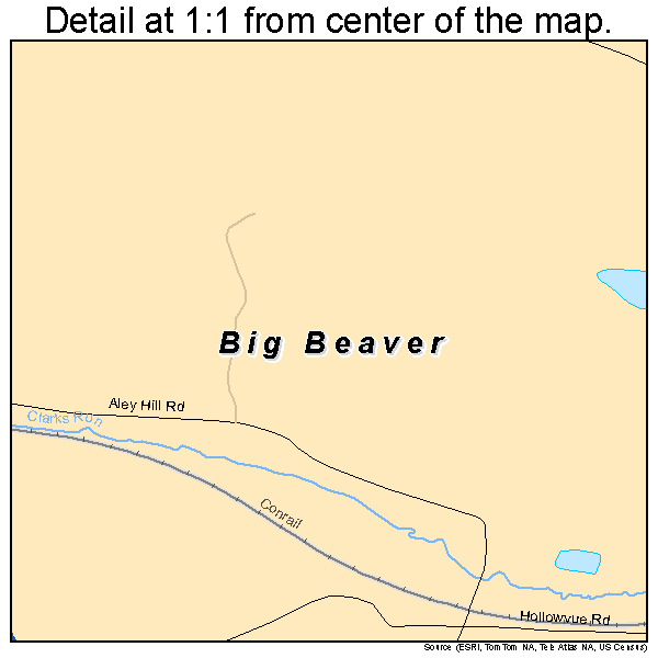 Big Beaver, Pennsylvania road map detail