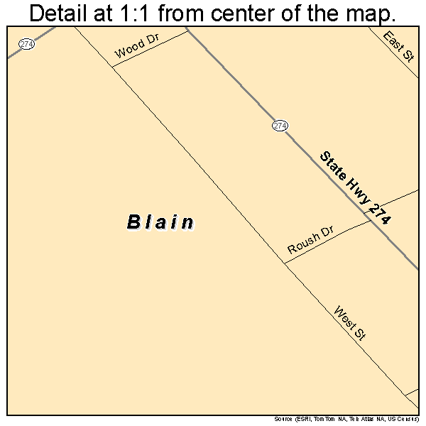 Blain, Pennsylvania road map detail