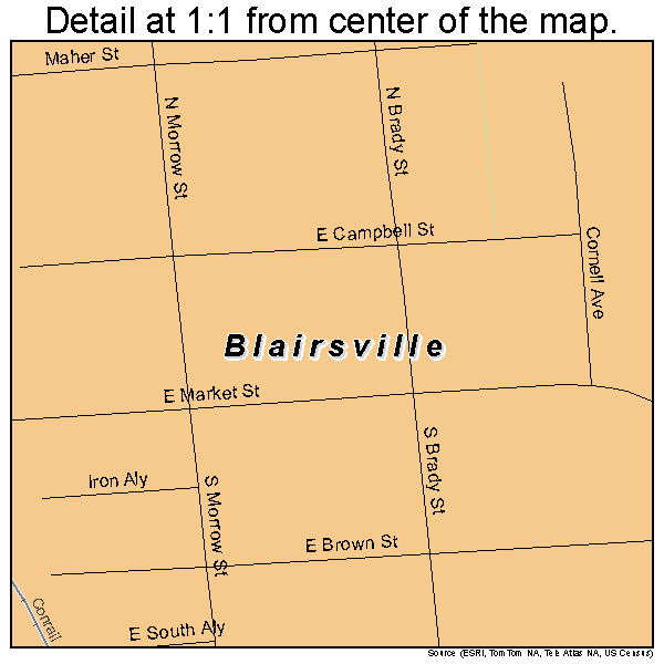 Blairsville, Pennsylvania road map detail