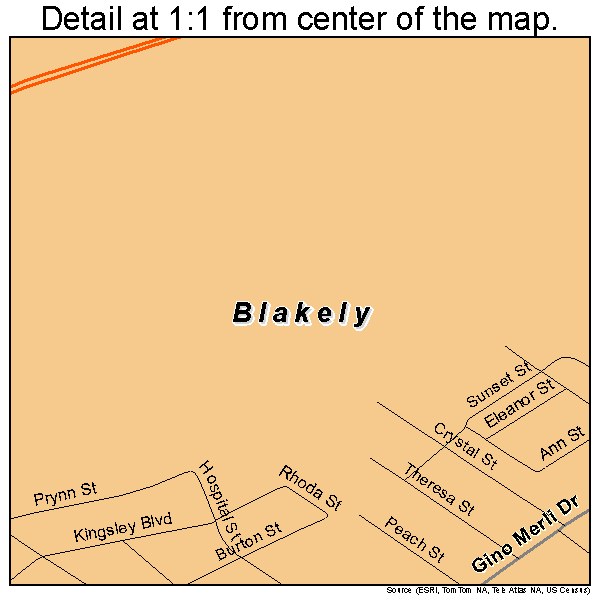Blakely, Pennsylvania road map detail
