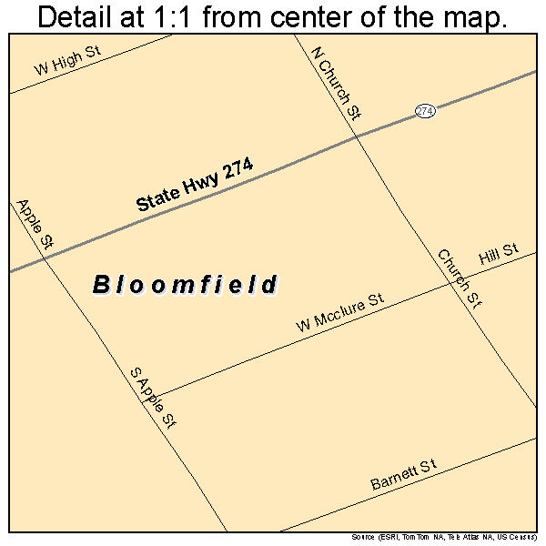 Bloomfield, Pennsylvania road map detail