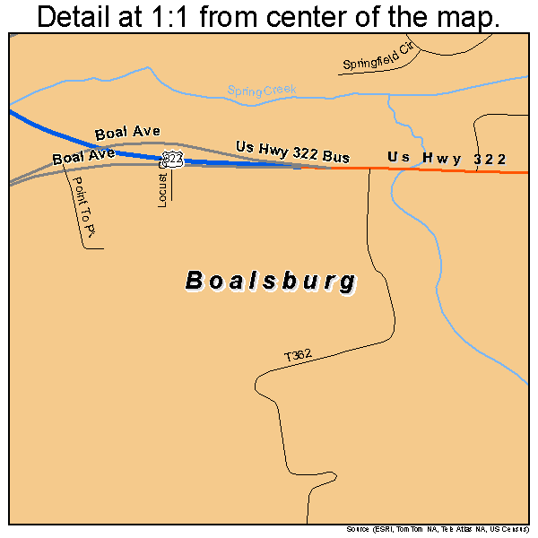 Boalsburg, Pennsylvania road map detail