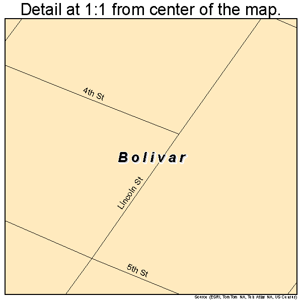 Bolivar, Pennsylvania road map detail
