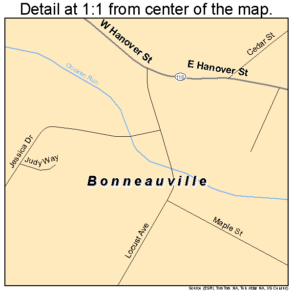 Bonneauville, Pennsylvania road map detail