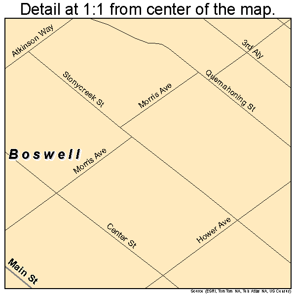 Boswell, Pennsylvania road map detail