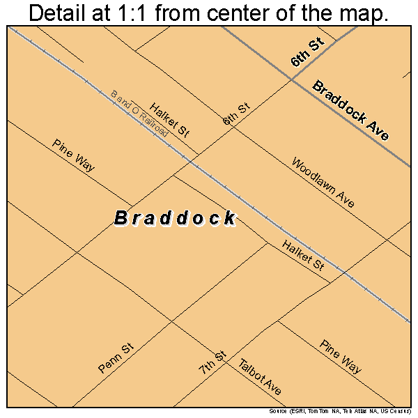 Braddock, Pennsylvania road map detail