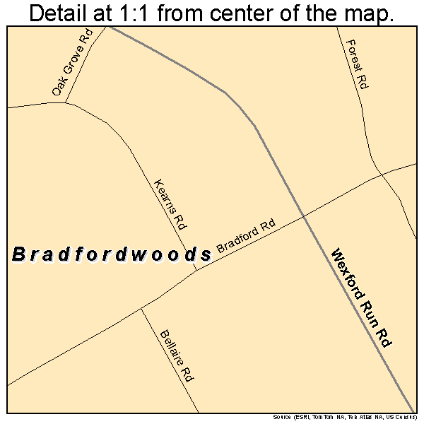 Bradfordwoods, Pennsylvania road map detail