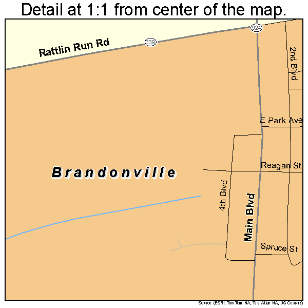 Brandonville, Pennsylvania road map detail