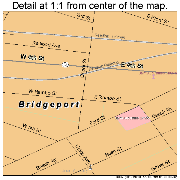 Bridgeport, Pennsylvania road map detail