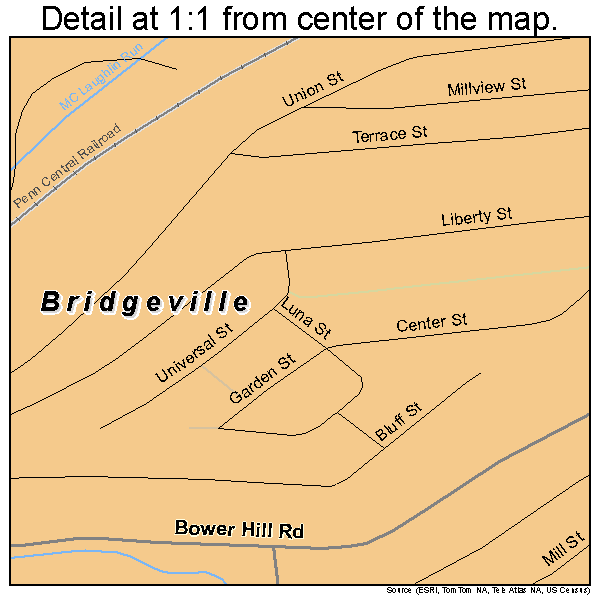 Bridgeville, Pennsylvania road map detail