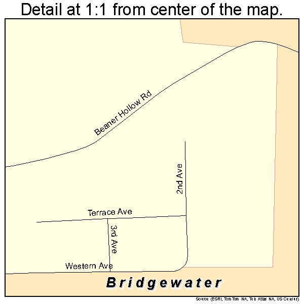 Bridgewater, Pennsylvania road map detail