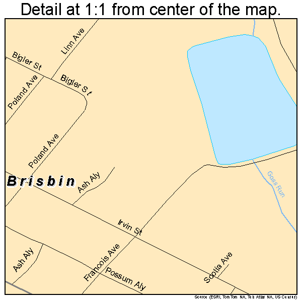 Brisbin, Pennsylvania road map detail