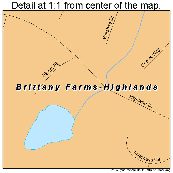 Brittany Farms-Highlands, Pennsylvania road map detail