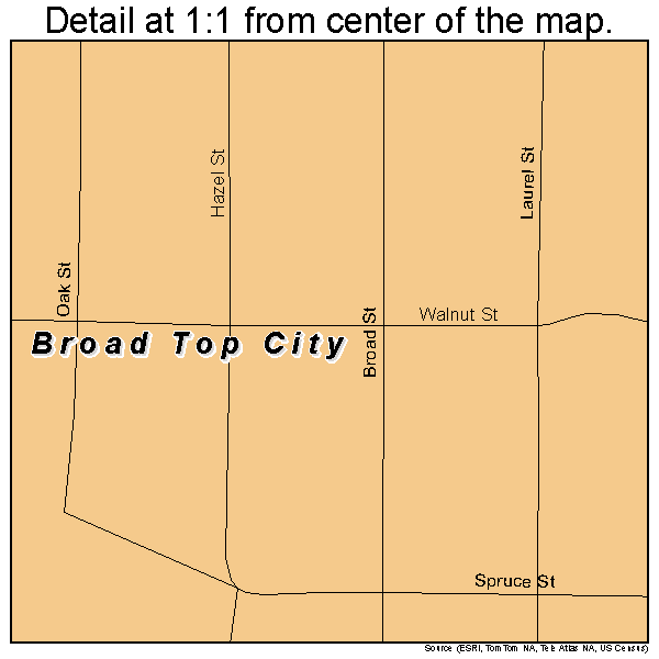 Broad Top City, Pennsylvania road map detail