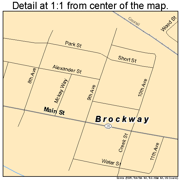 Brockway, Pennsylvania road map detail