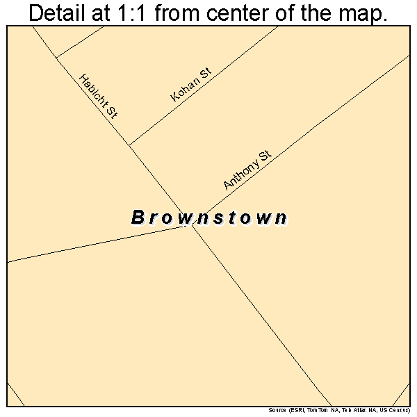 Brownstown, Pennsylvania road map detail