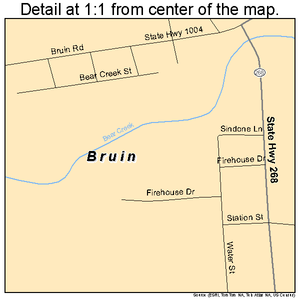 Bruin, Pennsylvania road map detail