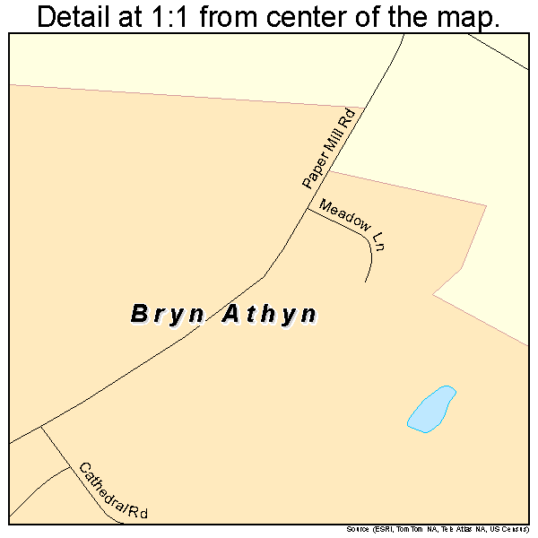 Bryn Athyn, Pennsylvania road map detail