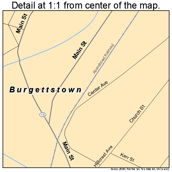 Burgettstown, Pennsylvania road map detail
