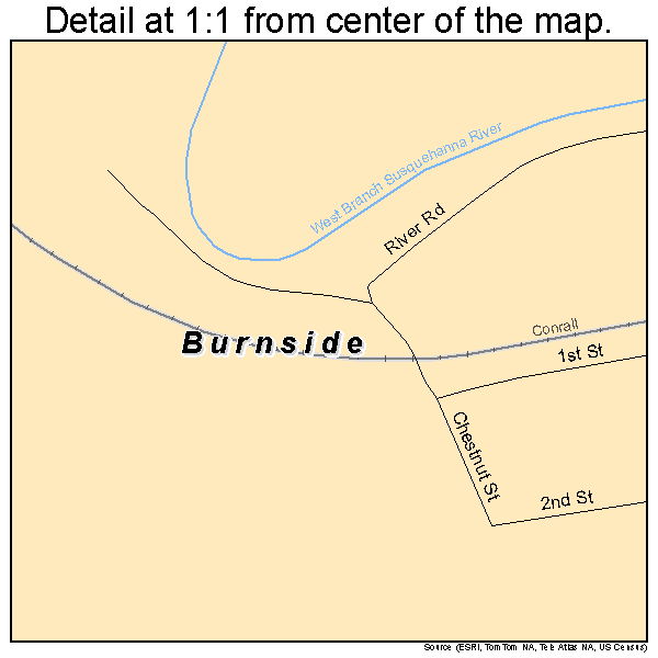Burnside, Pennsylvania road map detail