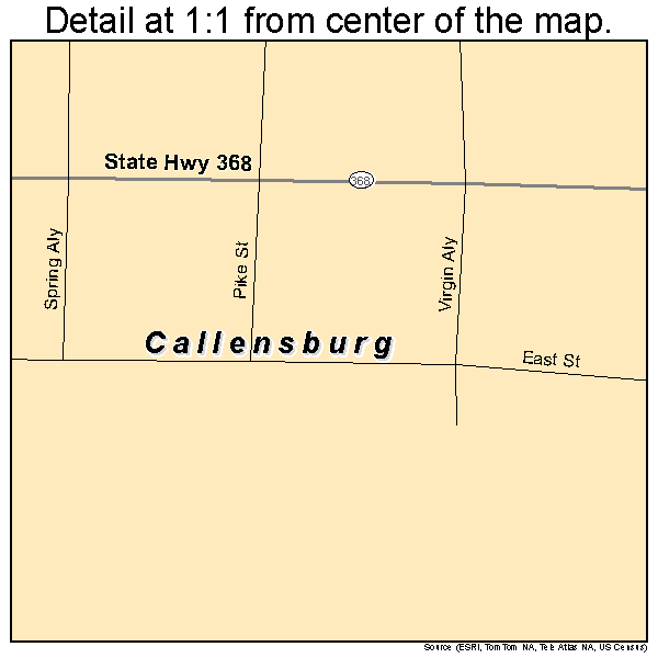 Callensburg, Pennsylvania road map detail