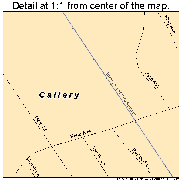 Callery, Pennsylvania road map detail