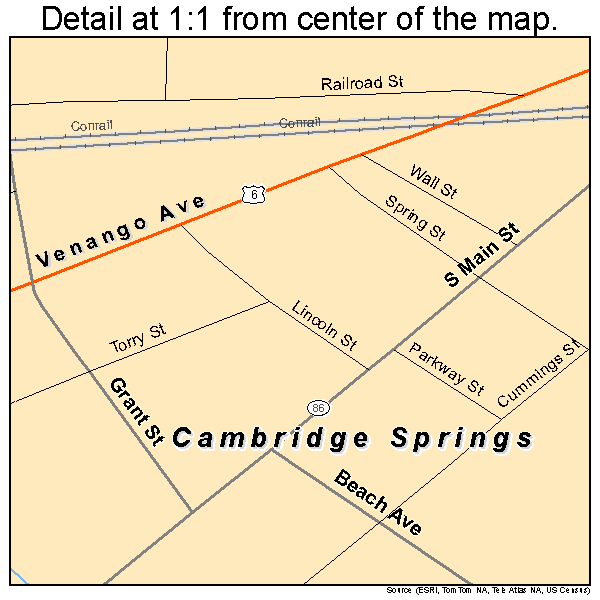 Cambridge Springs, Pennsylvania road map detail