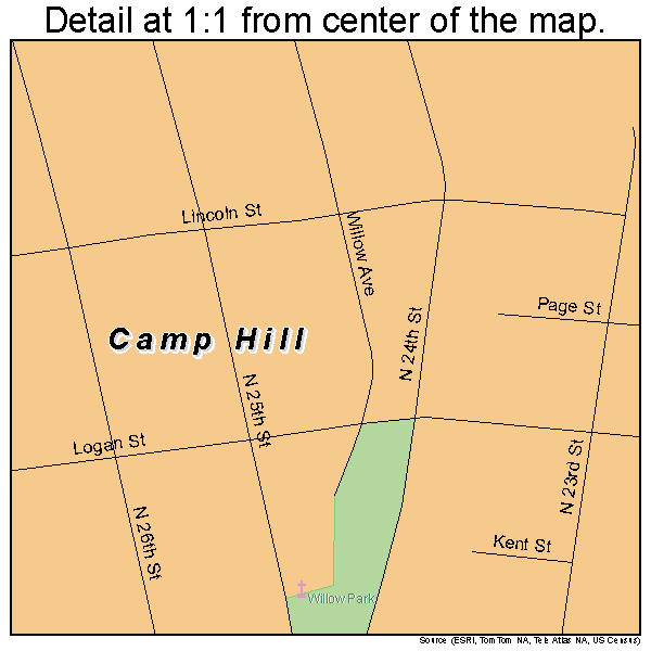 Camp Hill, Pennsylvania road map detail