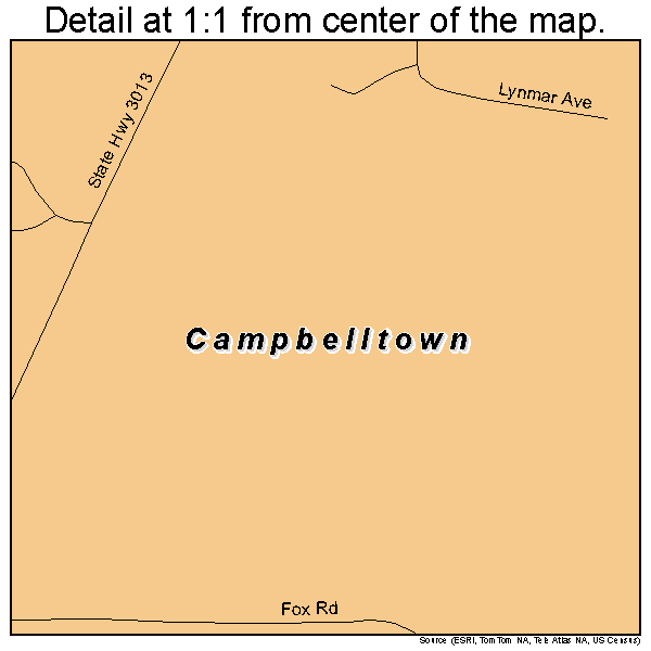 Campbelltown, Pennsylvania road map detail