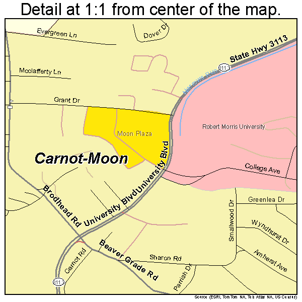 Carnot-Moon, Pennsylvania road map detail