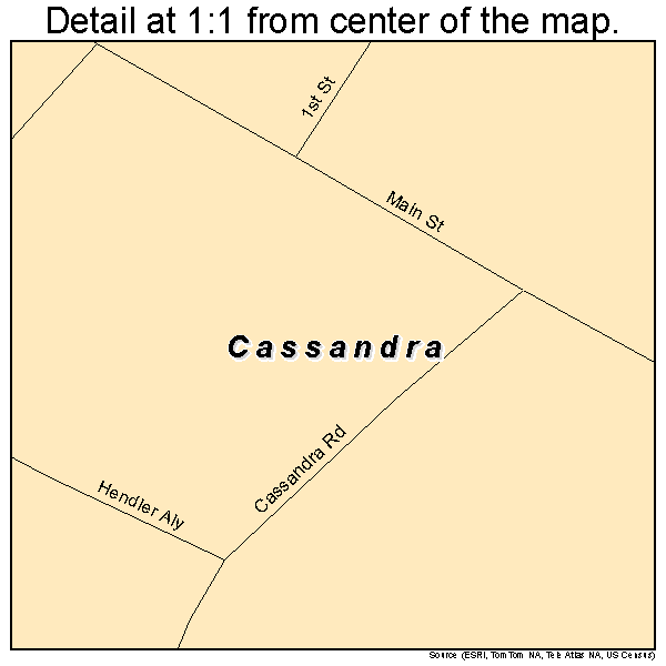 Cassandra, Pennsylvania road map detail