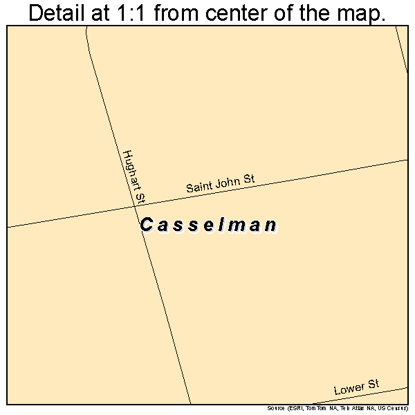 Casselman, Pennsylvania road map detail