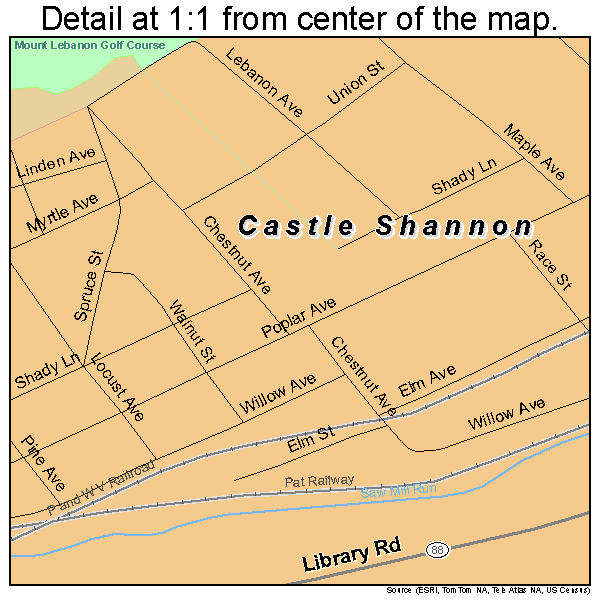Castle Shannon, Pennsylvania road map detail